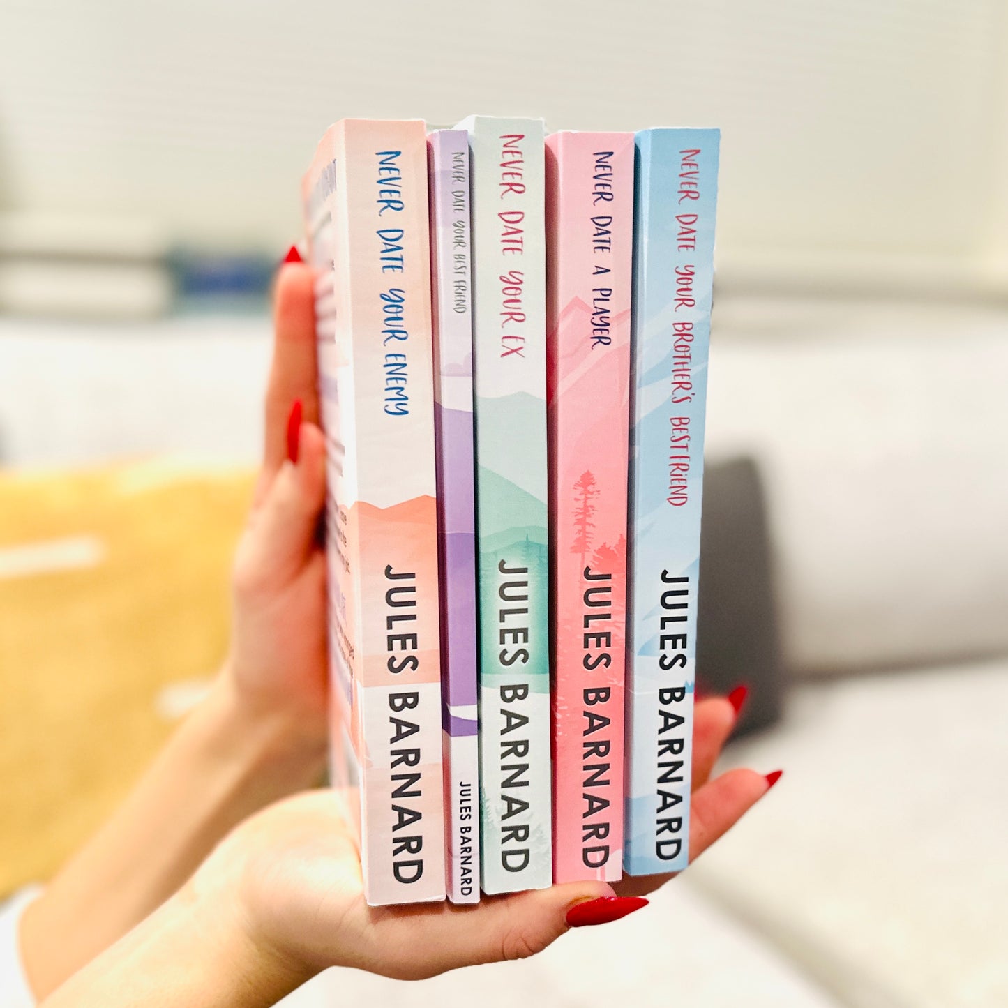 Never Date Series by Jules Barnard, Signed Paperback Complete 5-Book Series Bundle