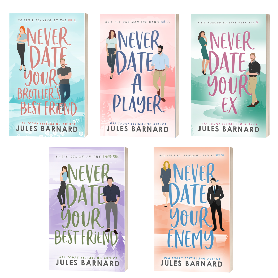 Never Date Series by Jules Barnard, Signed Paperback Complete 5-Book Series Bundle